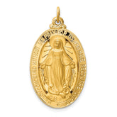 14k Solid Polished/Satin Large Oval Miraculous Medal